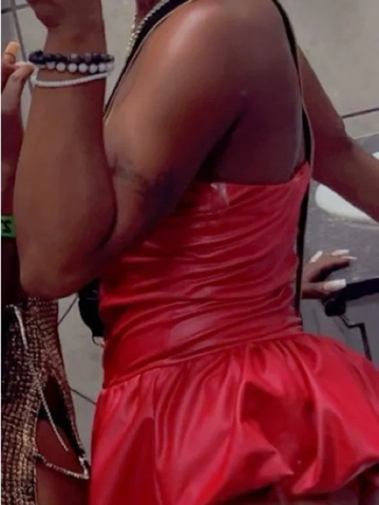 Red Strapless Peplum Mini Dress - Picture 3 of 3